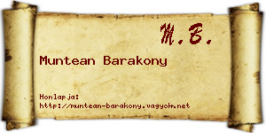 Muntean Barakony névjegykártya